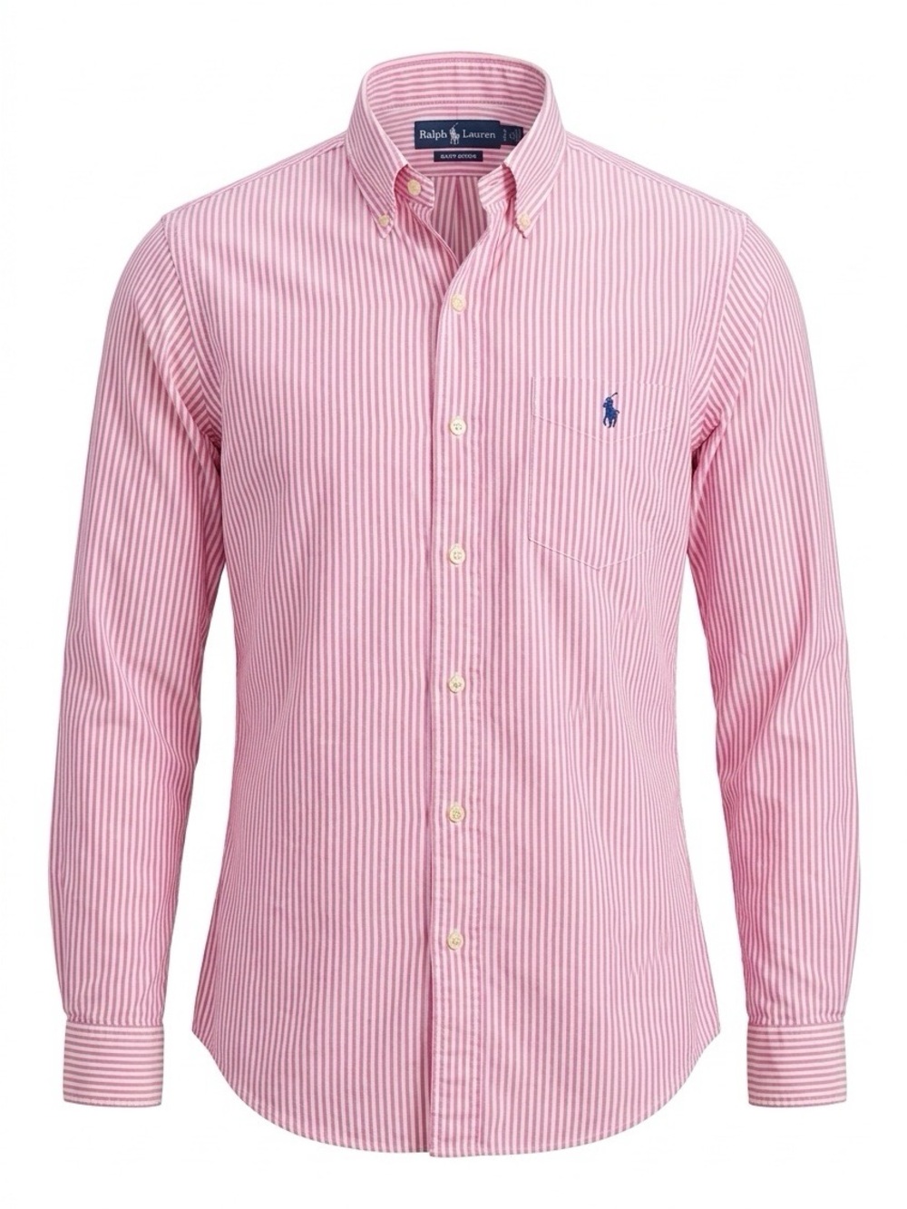 Ralph Lauren Pink and White Striped Button-Down Shirt Custom Fit - size small